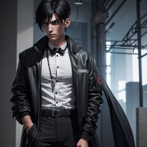 make a short black haired supernatural rpg hitman in a streetwear outfit