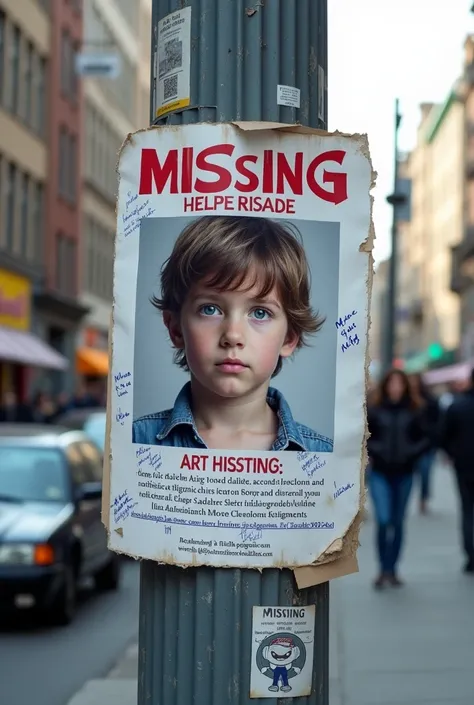 Missing autistic  boy poster on lamppost 