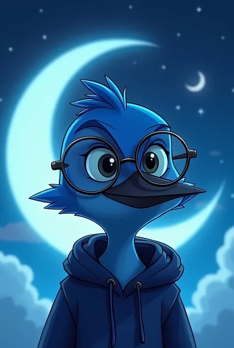 mordecai from one more show with glasses and the moon behind for youtube logo