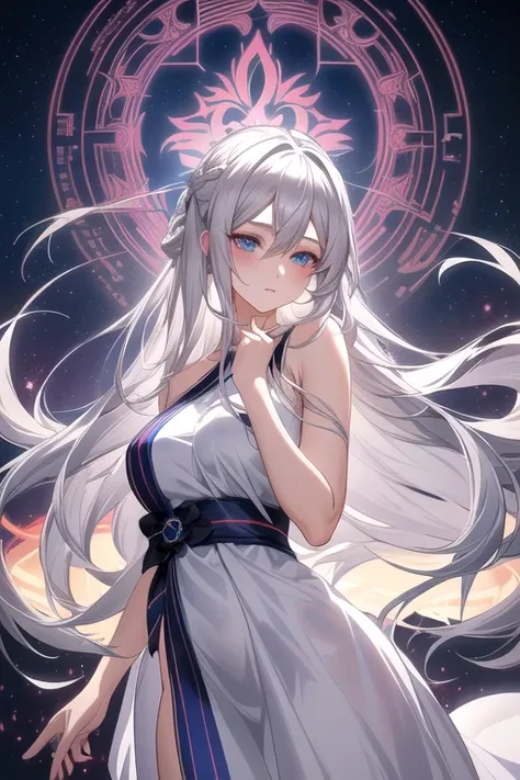 Anime girl with long grey hair and blue eyes posing naked, Enchanting anime girl, Gray-haired deity, dress, perfect Gray-haired girl, [ 4K Digital Art ]!!, guweiz on pixiv artstation, Guweiz&#39;s ArtStation Pixiv, Gray-haired, Best anime 4k konachan wallp...