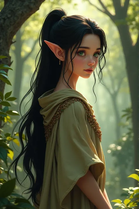 Young black-haired elf with a poncho