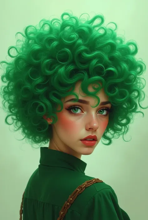 One with green curly hair