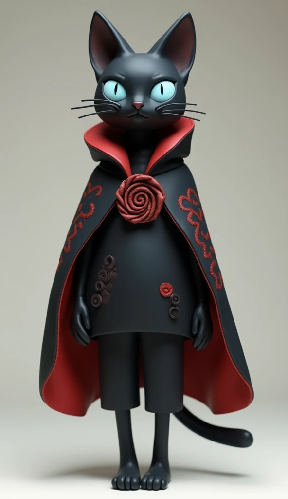 Best Quality、masterpiece、whole body、Clay Art、Minimalist image/Minimalist images/Minimalist image、Extremely simple、Black Cat:1.37、Clay Art、Anthropomorphic black cat、Bipedal black cat、Naruto Cosplay、Round face、head、Thin long legs、Cute face、Cosplay Cat、Blue E...