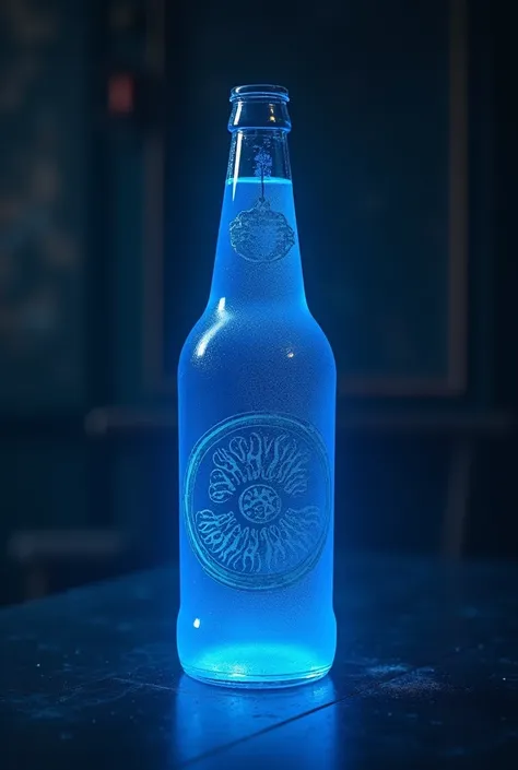 A bottle of blue beer 
