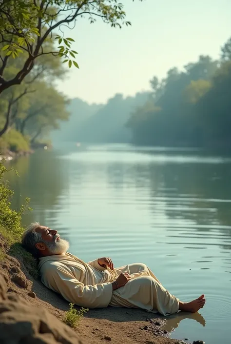 Hazrat Bilal lying down on Tapti river