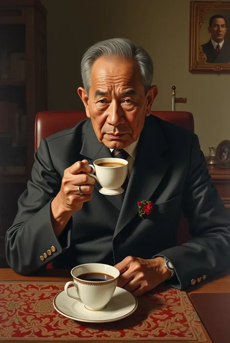 President soekarno drinking coffee