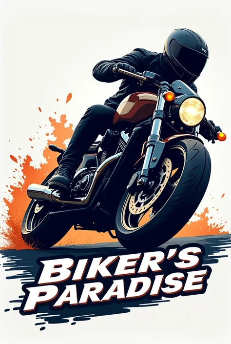 Create a logo for a motorcycle dealership called Biker&#39;s Paradise and add the name of the company that is futuristic with a modern motorcycle from 2024