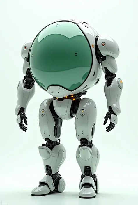 a large futuristic robot sphere with a giant tablet display for a face, green and white color scheme, on a white background, highly detailed, hyper realistic, cinematic lighting, 8k, photorealistic, intricate mechanical details, glowing lights, advanced te...