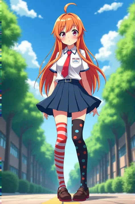 Hinata in four school uniform thigh-high socks