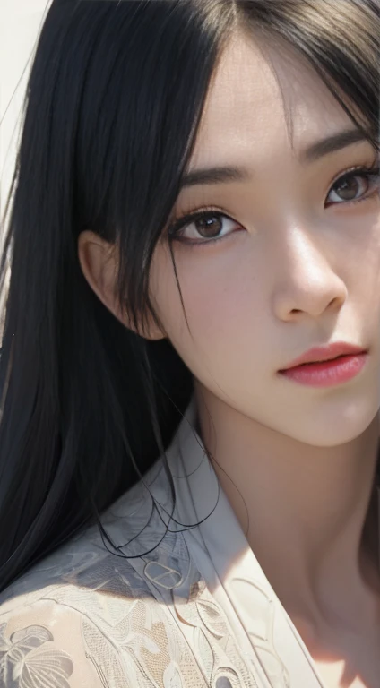 A beautiful young woman in a training field, 1 Hinata Hyuga from Naruto Shippuden, holding a kunai, extremely detailed face, beautiful detailed eyes, beautiful detailed lips, long eyelashes, intricate folds and textures of clothing, realistic skin textures...