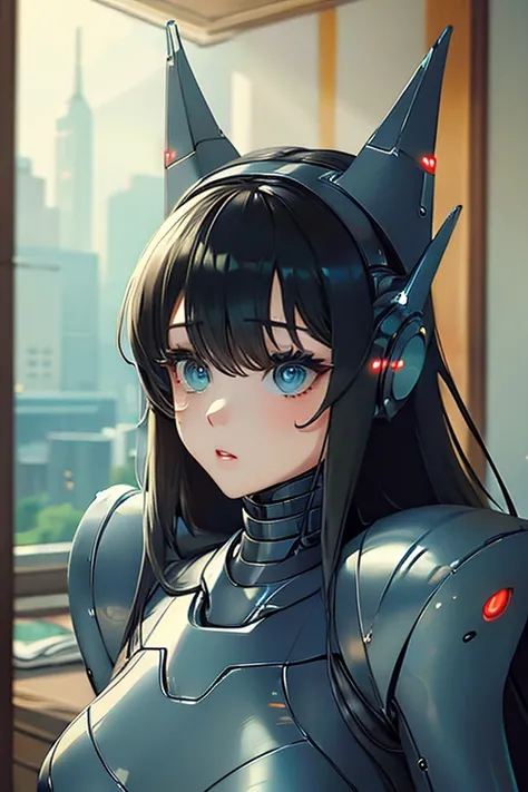 (masterpiece),(Highest quality),(Super detailed),(Best illustrations),(Best Shadow),(Absurd),(Detailed Background),(so beautiful), 16K, 8K, 4K,(Best Shadow),robotization,woman ,big bust,Robot Joint ,Metal skin,Black robot Suit,long hair,a black robot suit ...