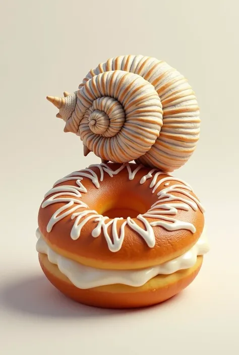 Make a shell, a bread of the dead and a donut filled with ice cream each in a realistic style 