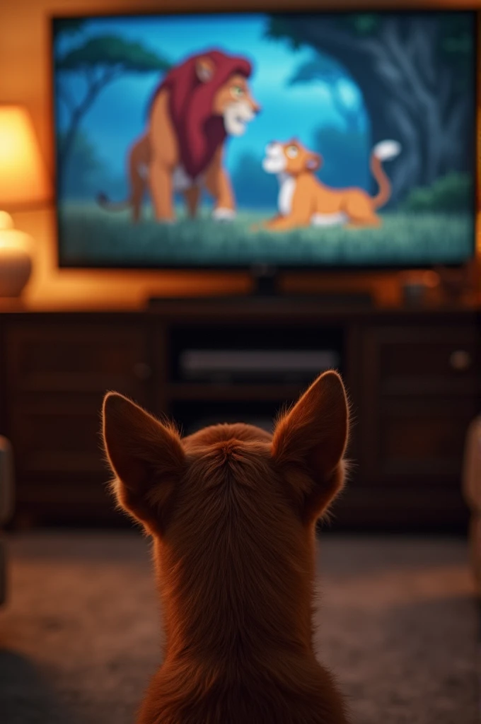 Dog watching lion king in mufasa&#39;s death scene