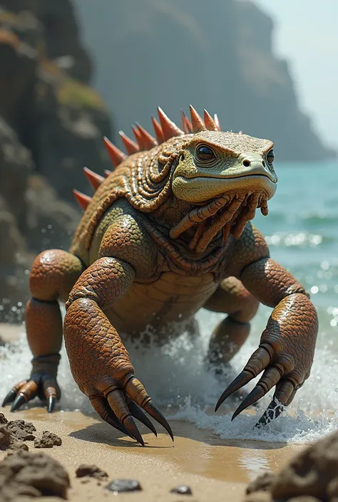 a combination creature of a lizard and crab