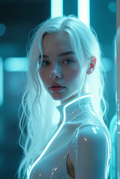 score_9, score_8_up, score_7_up, (Full body photo), girl, cute, white android, seductive, innocent, luminous neon white hair, TRON movie, luminous, glossy, avantgarde, futuristic, cinematic lighting, (depth of field), (dynamic angle), (fine textures detail...