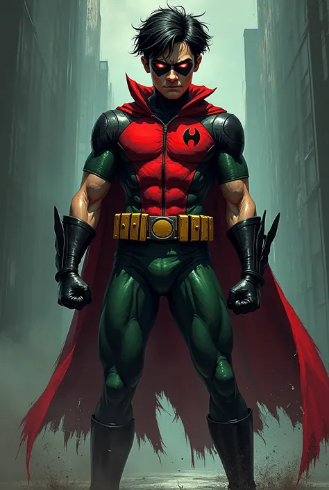 Robin drawings with teen titans suit evil angry red teenager 