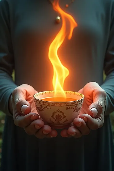 Create an image of two hands, say teas, and a huge torch between them. 