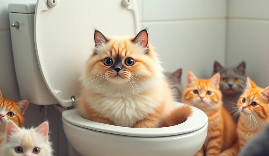 cat　Fluffy　toilet　可愛いくtoilet　In the toilet bowl　　可愛いcatいっぱい　color々なcolor　大量のcat