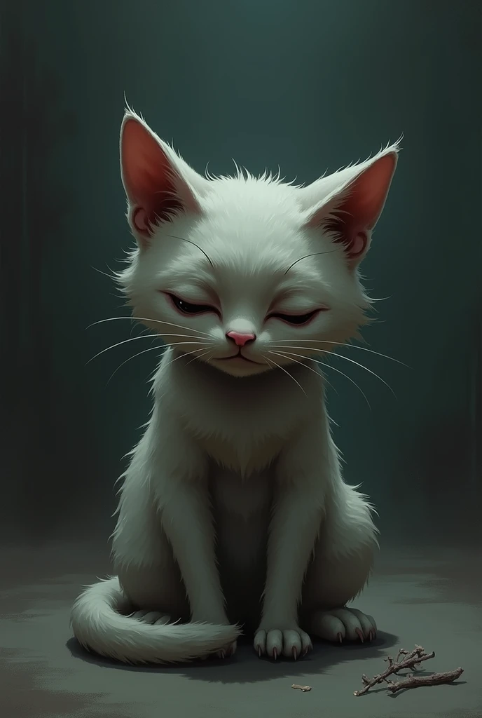 A very sad sad cat 
