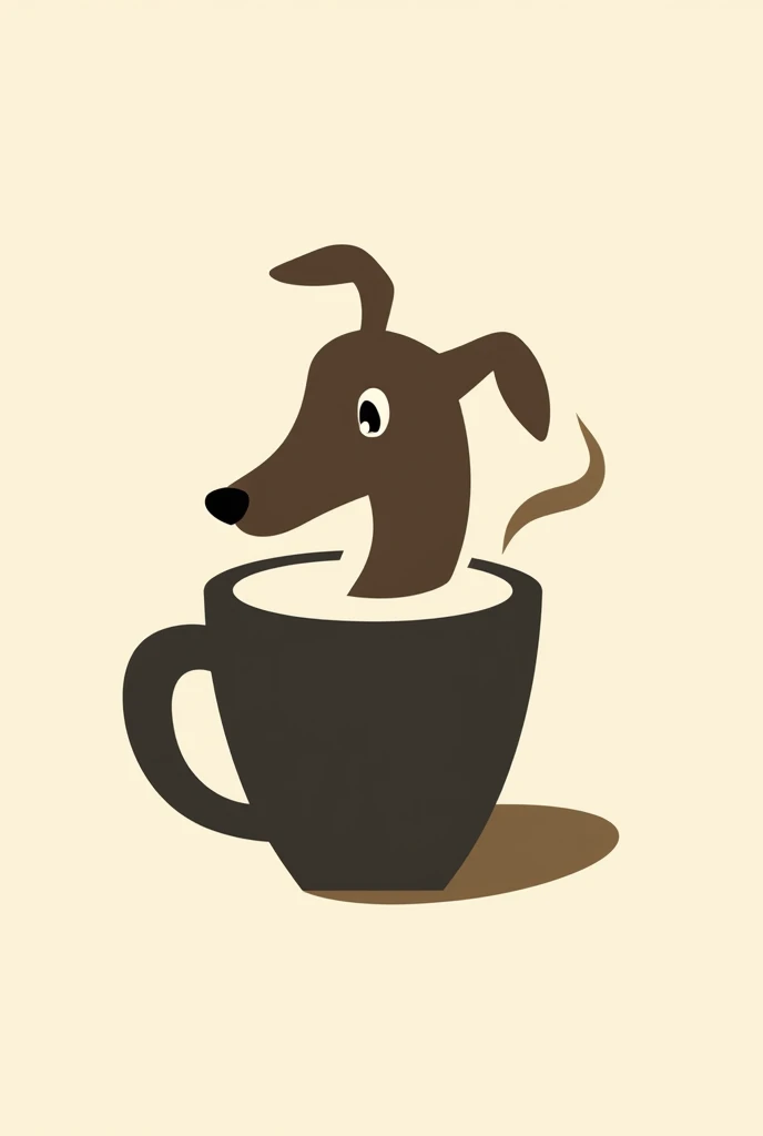 Logo with silhouettes that has a friendly greyhound dog and a cup of coffee