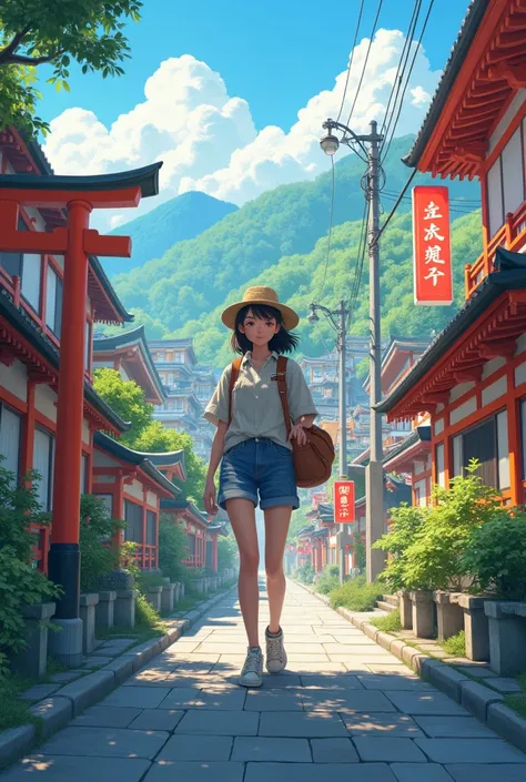 a teen girl who travel in japan