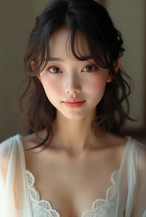 (Best quality, 8k, 32k, Masterpiece, UHD:1.2),Photo of Pretty Japanese woman, 1girl, (medium-short dark brown hair), double eyelid,from the thighs up