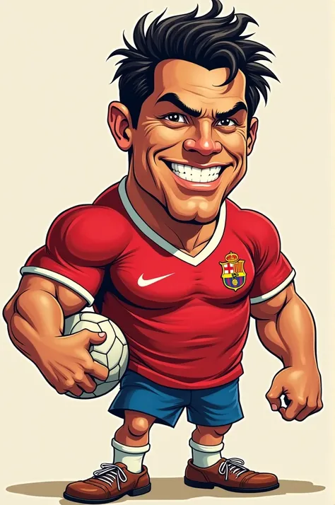 Create Ronaldo Nazario in a comedy caricature with two colors