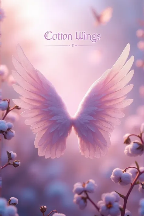 A very realistic album cover with the name cotton wings and the pink and purple color concept and with cute details and diamonds 