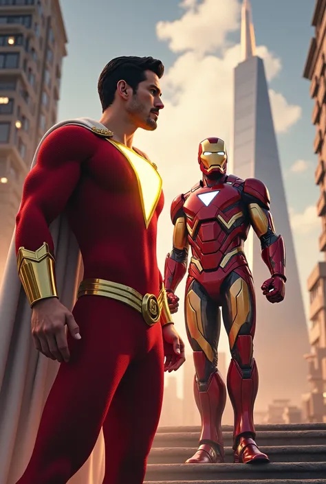 Shazam and Ironman going to avangers tower on auto