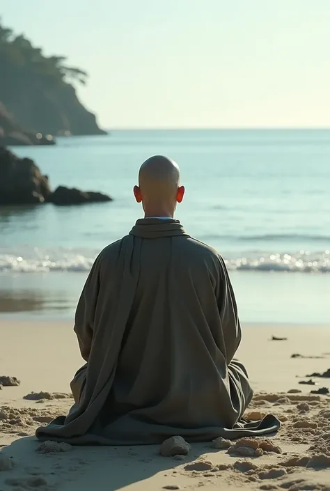 On a quiet beach, with my back turned to you、Japanese monk praying