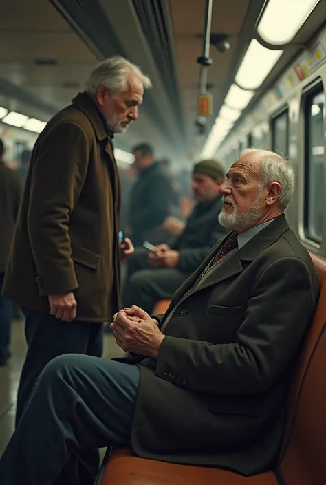 A man sitting while an old man is standing awaiting vacancy of seat