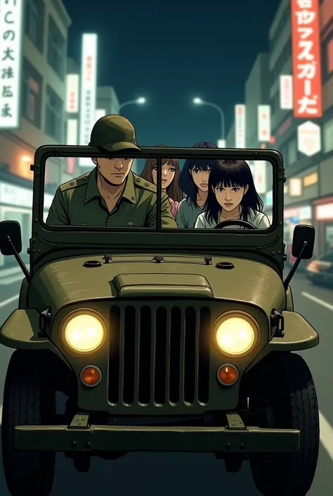 A US soldier was driving a jeep alone and was taking Japanese women to discos and、Inviting someone to a party