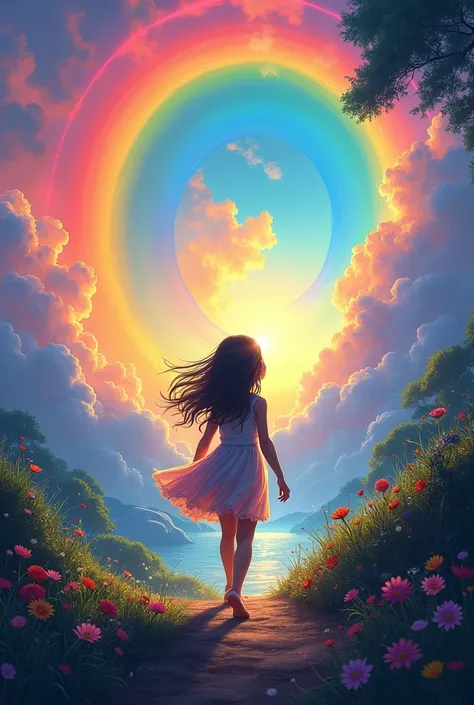 The Jambalo girl traveling through the world of the rainbow and the connection with nature 