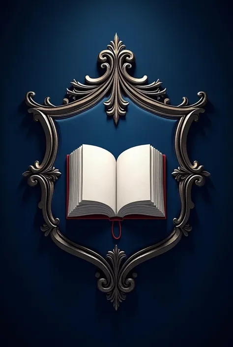 The family crest is dark blue. The family name is Loire. The family symbol is a white book, luxurious. 