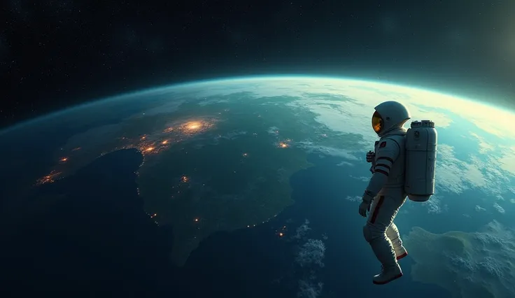 astronaut looking on earth from space