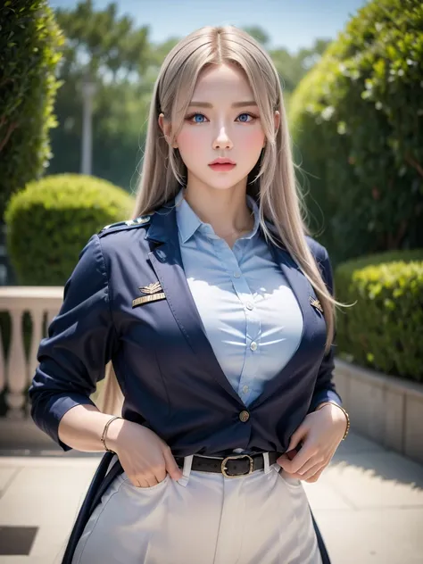 (hyperrealims),(ในรูป 1girlตัวสูงกว่าผู้ชาย 2 เท่า:ผู้ชาย), 1girl, female air force officer of the us army, (masterpiece) beauti...