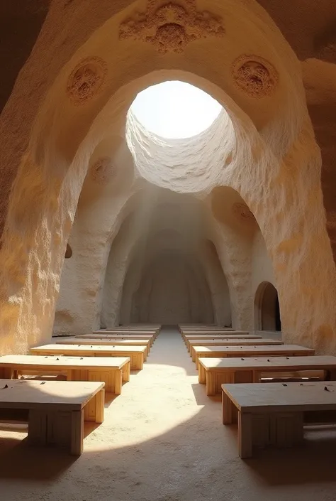 Morden class room redesign in elephanta caves architecture 
