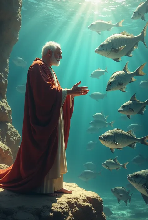 Strong Saint Anthony preaching to the fish.