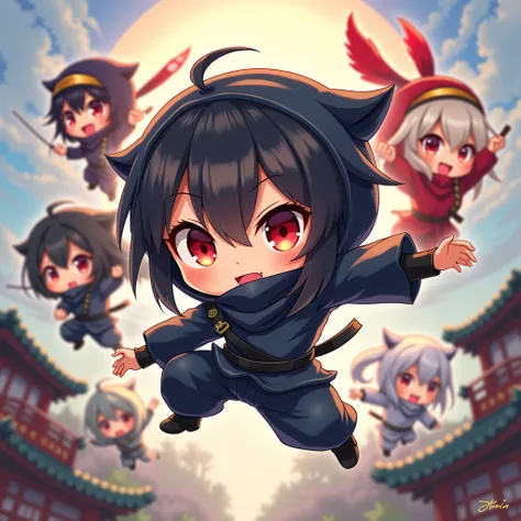 - Cute anime-style characters - Ninja