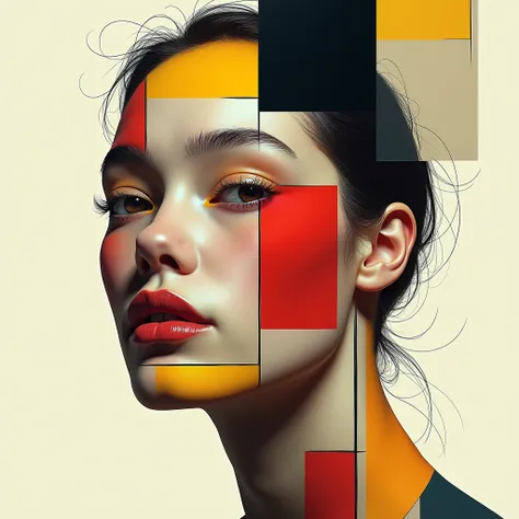 Mondrian&#39;s Composition of a Face with Patterns