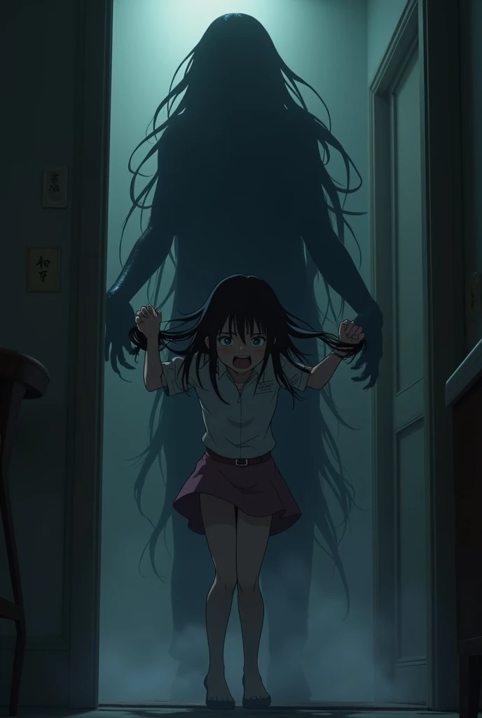 AK ghar ke andar AK bootiya parchhai AK 18 saal ladaki ko Baal se pakad kar ghasitate hue kahi le ja rahi h ladaki cheekh rahi h . AK 3d anime horror and suspicious pic 