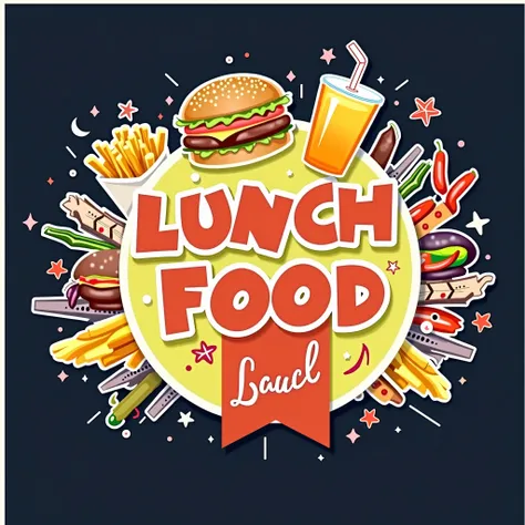 Fast food restaurant poster with lunch meal badge