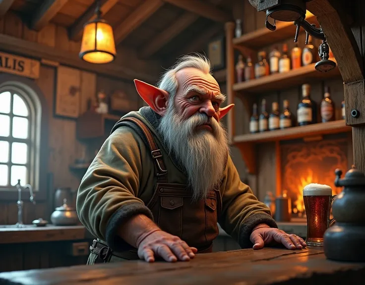  make gnome innkeeper in Gael&#39;s Refuge, measuring about 80 centimeters in height and weighing 15 kg. With 362 years of life, he is a wise man, although he is often grumpy and stubborn inside a tavern