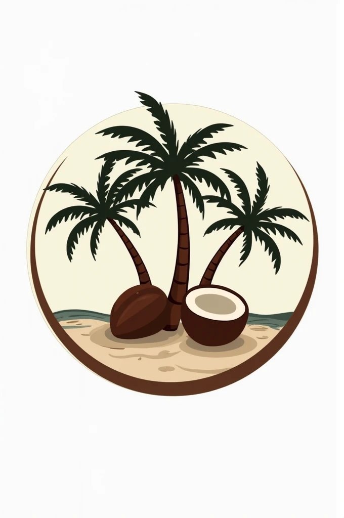 Circular logo called Costa Coco that has palm trees and coconut