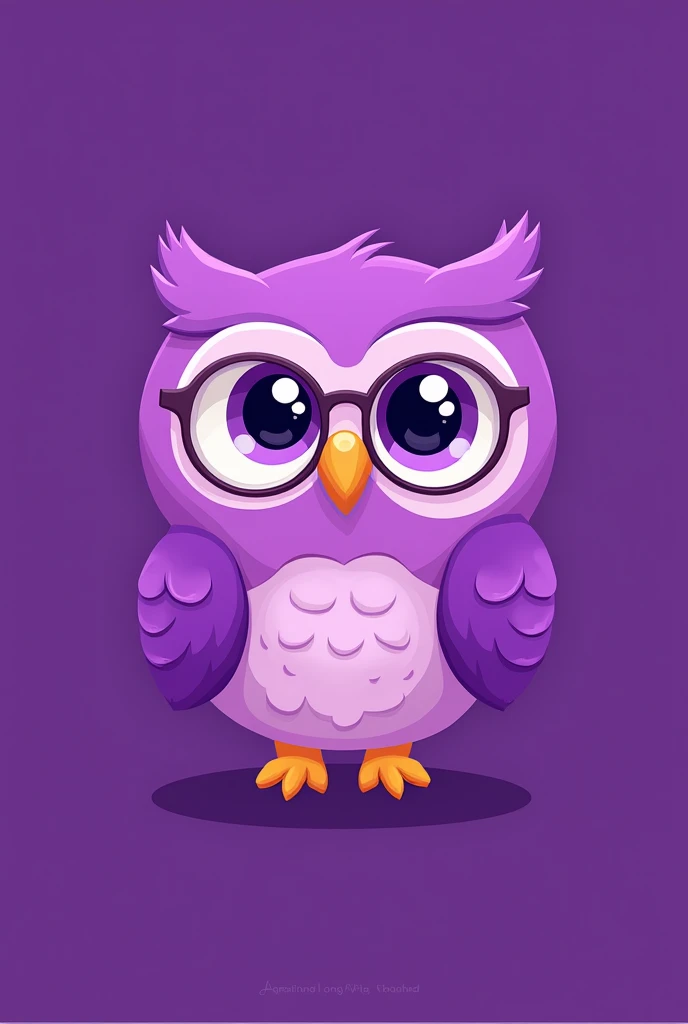 Purple background and purple owl teacher looks cute logo 