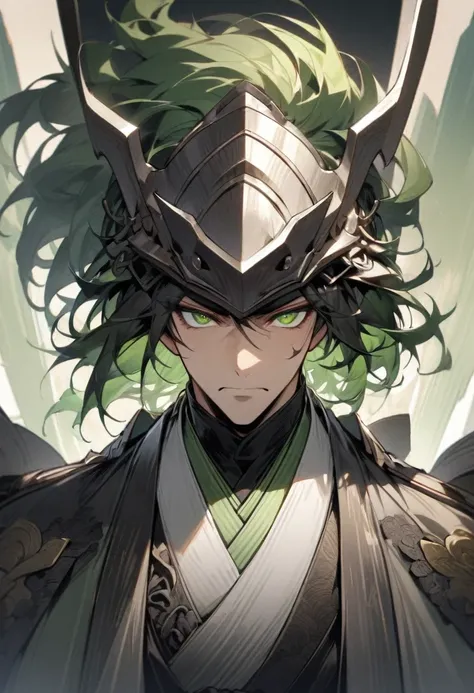 Detailed frontal portrait of Mori Motonari。He is young々Holding his head in a sad expression、Represents a historical figure known for his unwavering intelligence and leadership。Powerful、With angular features、High cheekbones and smart skin、With a determined ...