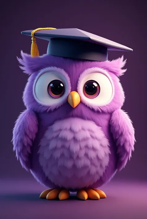 Purple background and purple owl teacher looks cute and has a college graduation hat logo 