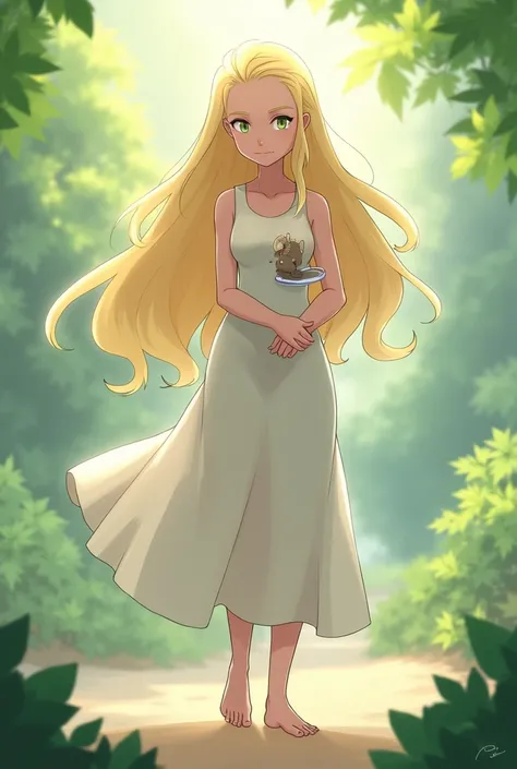 A full art image of Lillie from Pokémon sun and moon aged up to be about 20 years old 