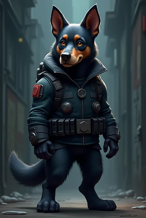 Cartoon Dog in Secret Agent Outfit Dark Dog 