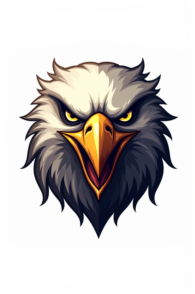 Semi-realistic aggressive eagle head logo with white background